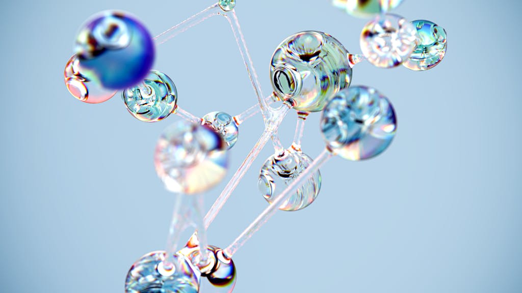 flowing glass like molecular structure in blue. conceptual digital art with a tech twist. 17485658 scaled